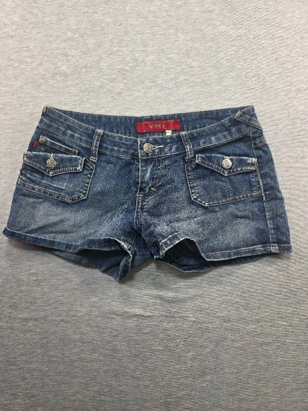 YMI Jeanswear Denim Cargo Shorts Dark Wash Flap Pockets Size 5